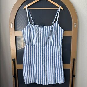 Old Navy Blue Stripe Cami Linen Blend Mini Dress w Pockets Womens size 2X